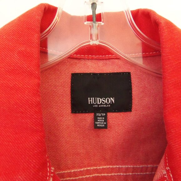 Hudson Jeans Lola Red Denim Cropped Trucker Jacket sz XS - Picture 11 of 13